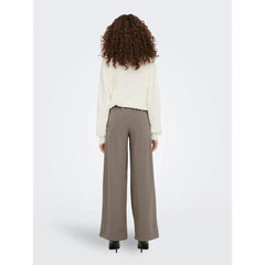 Brown Polyester Casual Pants