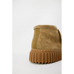 حذاء كاحل من الجلد البيج