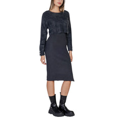 Gray Polyamide Midi Dress