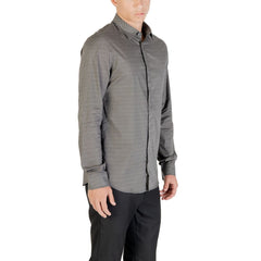 قميص قطني أزرق بنقشة