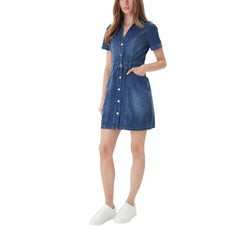 Blue Cotton Midi Dress