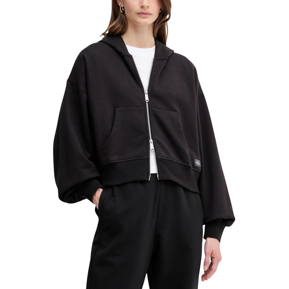 سترة قطنية سوداء بغطاء للرأس