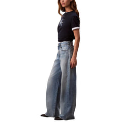 Blue Cotton Bootcut Jeans