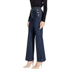 Blue Cotton Bootcut Jeans