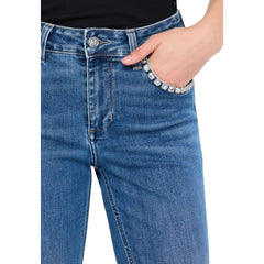 Blue Cotton Bootcut Jeans