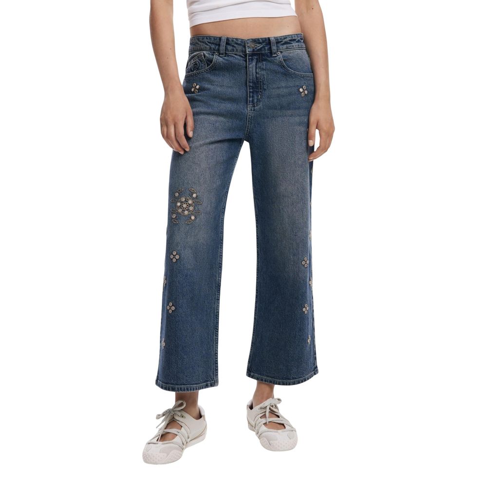Blue Cotton Bootcut Jeans