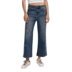 Blue Cotton Bootcut Jeans