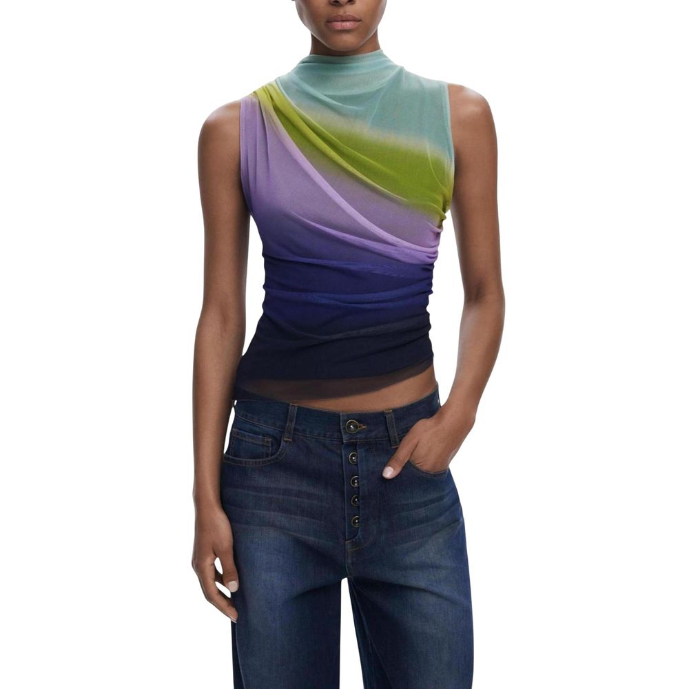 Purple Polyester Sleeveles T-Shirt