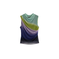 Purple Polyester Sleeveles T-Shirt