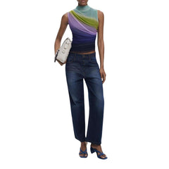 Purple Polyester Sleeveles T-Shirt