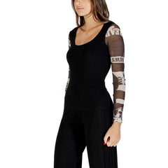 تي شيرت أسود قطني بأكمام طويلة