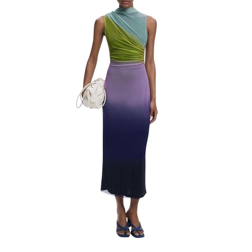 Purple Polyester Long Dress