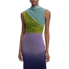 Purple Polyester Long Dress