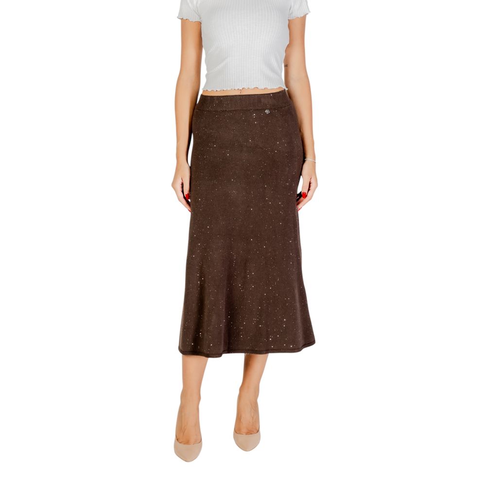 Brown Viscose Long Skirt