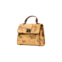 حقيبة يد جلدية باللون البيج