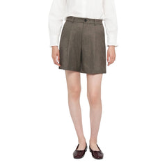 Brown Polyester Bermuda Shorts