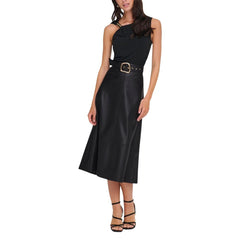 Black Polyester Long Skirt