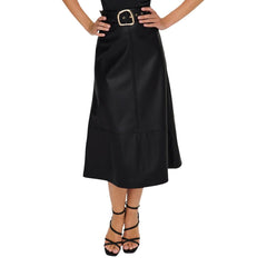 Black Polyester Long Skirt