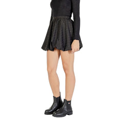 Black Polyester Mini Skirt