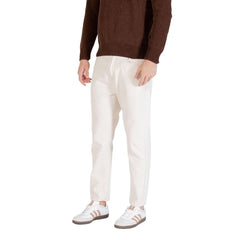 Cream Cotton Relaxed Fit Jeans