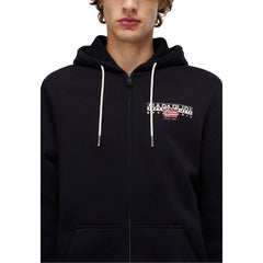 سترة قطنية سوداء بغطاء للرأس