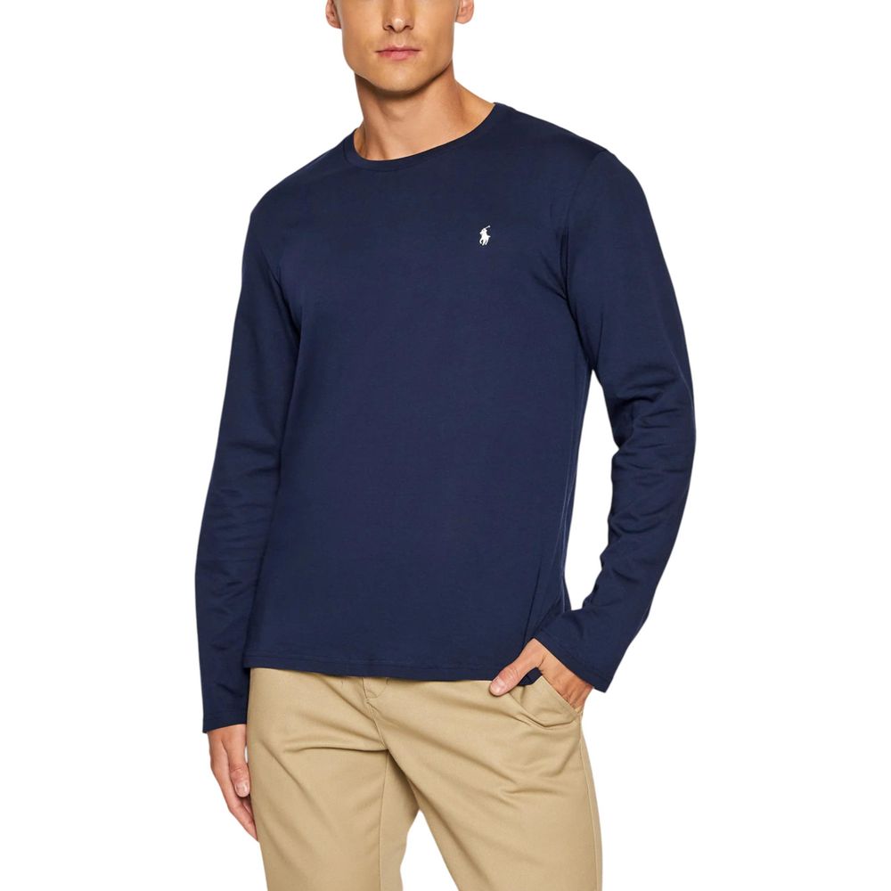 Blue Cotton Long Sleeve T-Shirt
