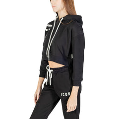 سترة قطنية سوداء بغطاء للرأس