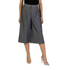 Gray Polyester Cropped Pants