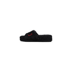 Black Textile Slippers