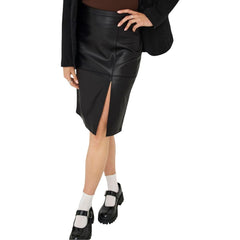 Black Polyester Long Skirt