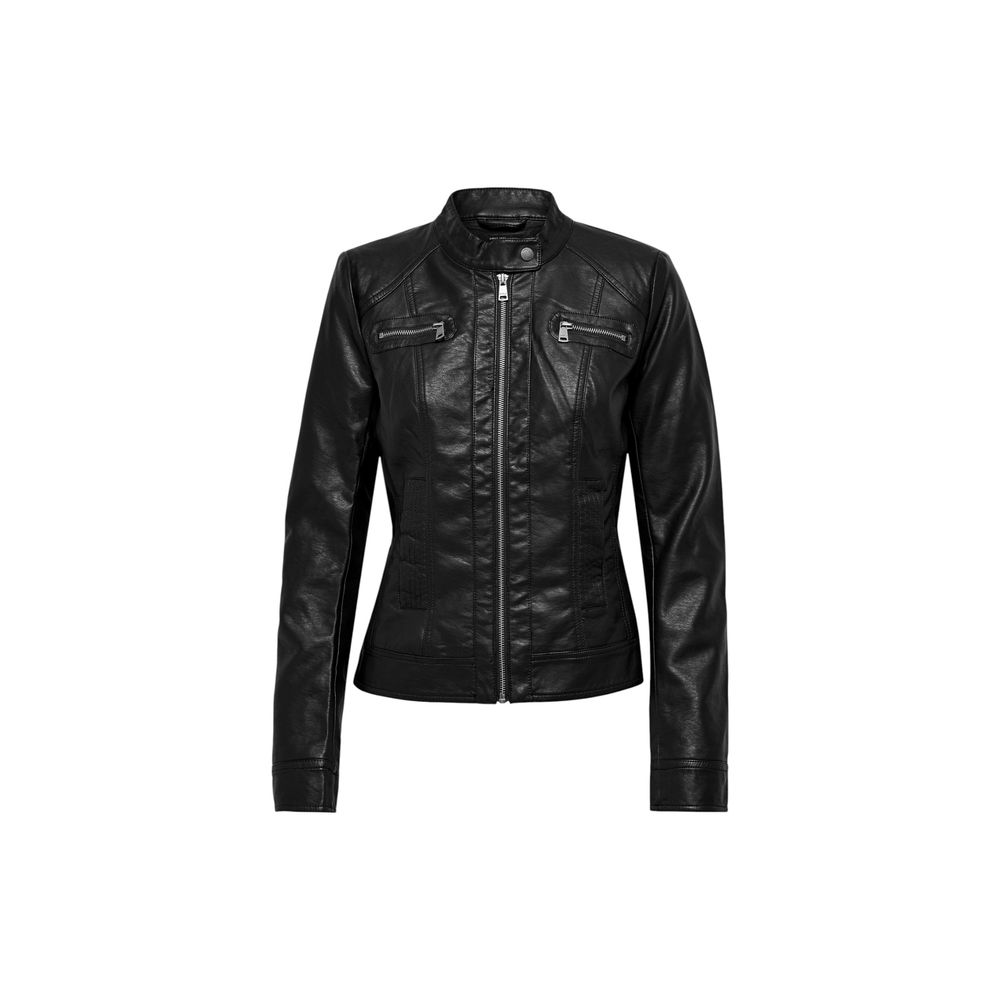 Black Polyester Biker Jacket