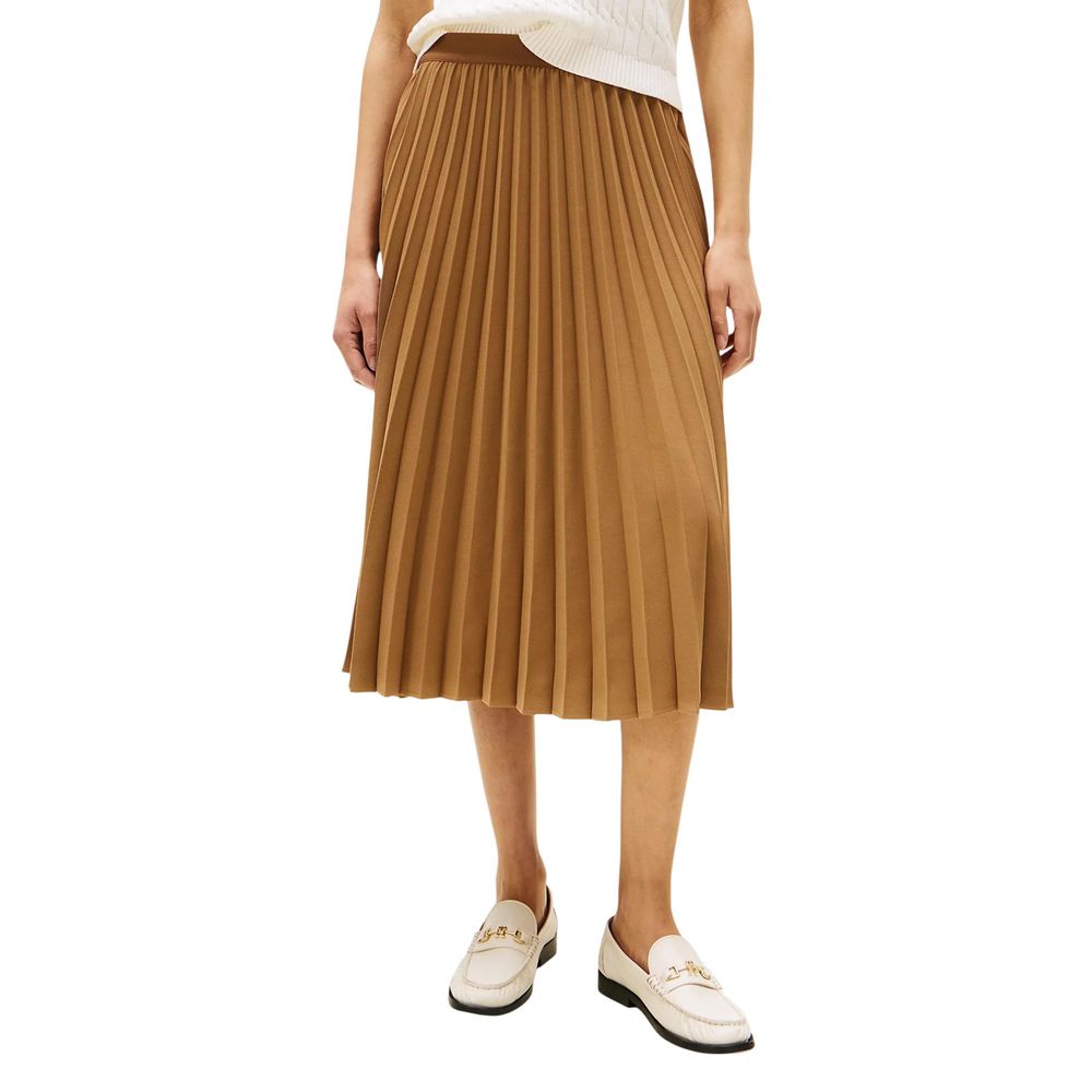 Brown Recycled Polyester Midi Skirt