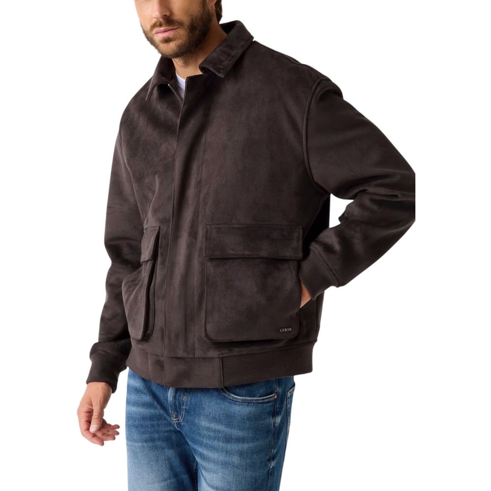 Brown Polyester Biker Jacket