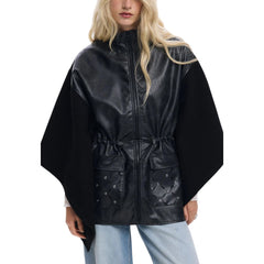 Black Polyester Jackets And Coat
