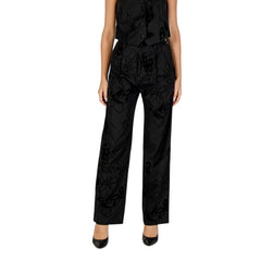 Black Polyester Flared Pants