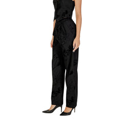 Black Polyester Flared Pants
