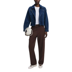 Brown Polyester Casual Pants