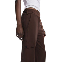 Brown Polyester Casual Pants