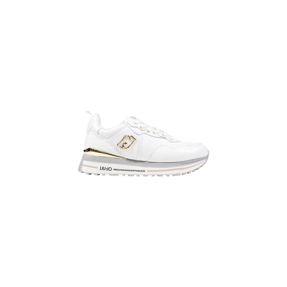White Artificial Leather Platform Sneakers