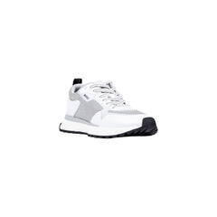 White Polyester Athletic Sneakers