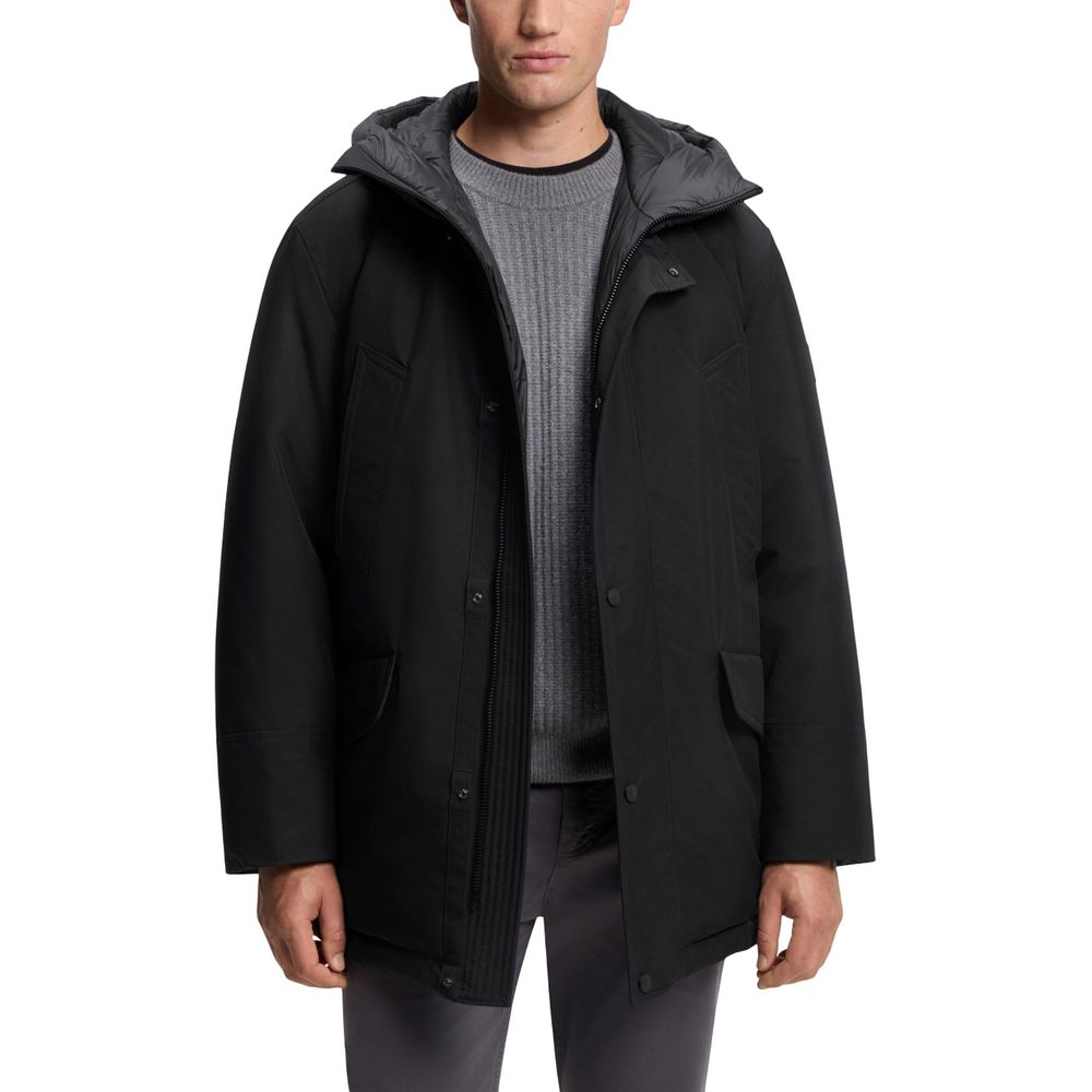 Black Polyester Full-Length Jacket