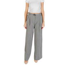 Gray Polyester Casual Pants