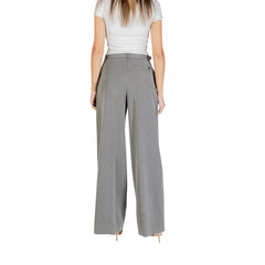 Gray Polyester Casual Pants