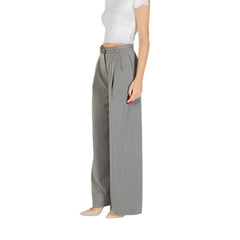 Gray Polyester Casual Pants