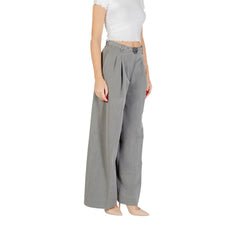 Gray Polyester Casual Pants