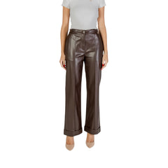 Brown Polyester Casual Pants