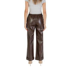 Brown Polyester Casual Pants
