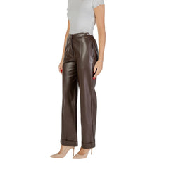 Brown Polyester Casual Pants