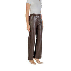 Brown Polyester Casual Pants
