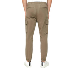 Beige Cotton Casual Pants